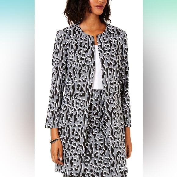 Alfani Women's A-Line Gray Animal Print Jacket Size XL - Picture 1 of 7